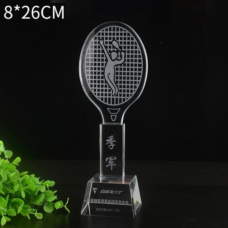 Badminton Logo - Troféu de cristal personalizado, badminton, tênis,